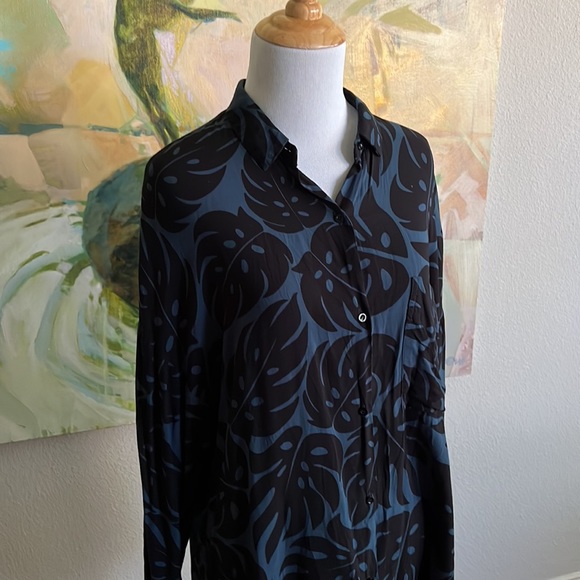Mikoh Cannes V Neck Tunic or Cover Up size 2 / Medium monstera leaf - Picture 11 of 16